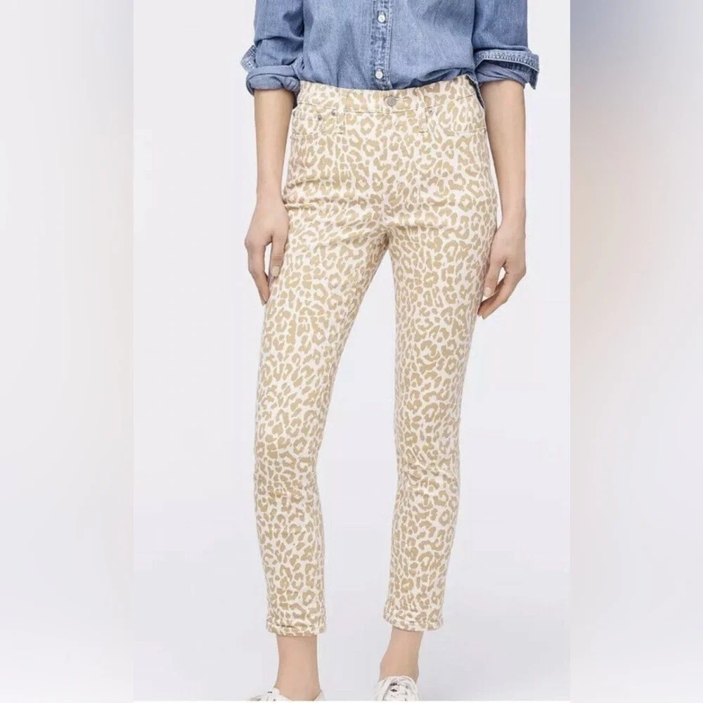 J. Crew 10” High Rise Toothpick Jean Safari Leopard